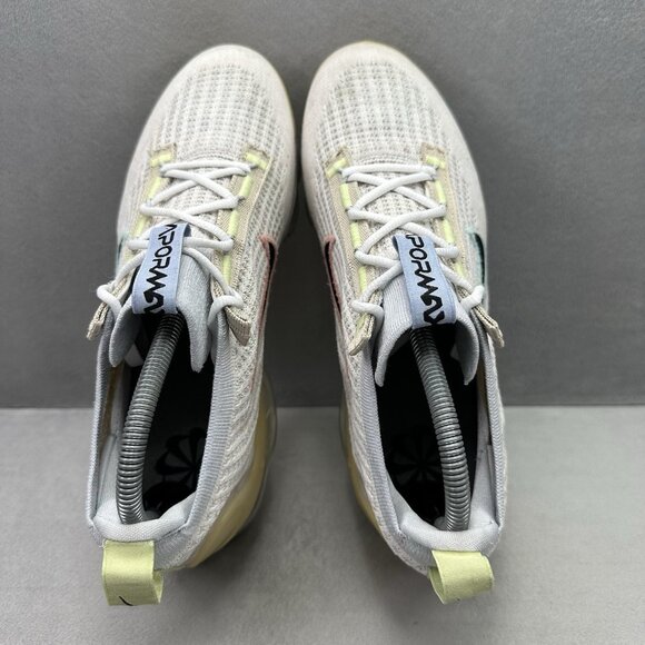 Womens 8 / 6.5Y Nike Air VaporMax 2021 Flyknit Mismatched Swoosh White Sneakers - Picture 6 of 8